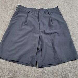 Nike Golf Shorts Mens 34 Blue Chino Pleated Microfiber 10 Inseam Casual Summer